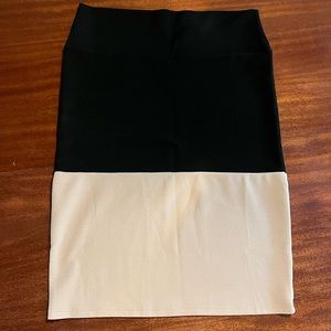 LulaRoe Cassie Skirt- Colorblock Black/Beige